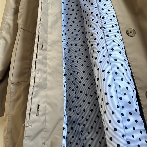 NWOT Lands’ End Tan Dress Trench Coat Blue Satin Lining - Picture 6 of 8
